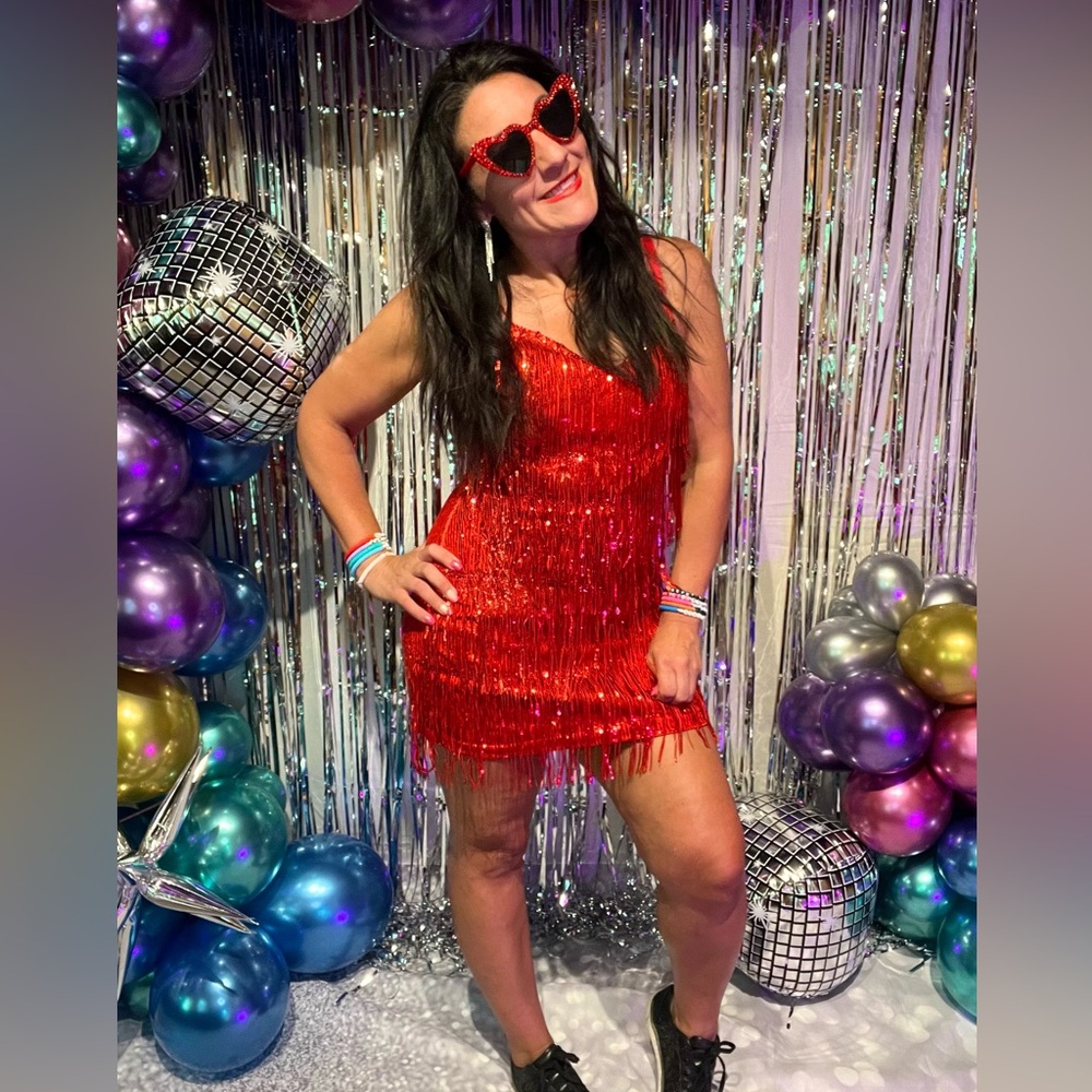 Swiftie Red Era fringe sequin Concert Party Dress